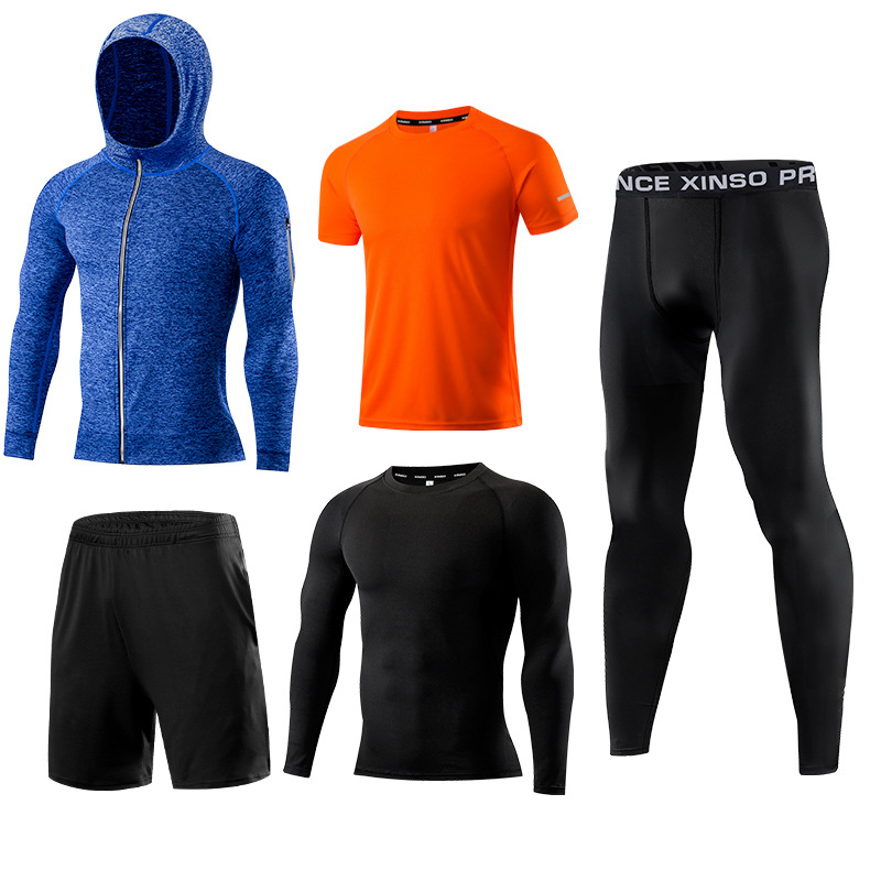 Running Gear Autumn - 5-teiliges Herren-Fitness-Kleidungsset, schnell trocknend, für Fitnessstudio,