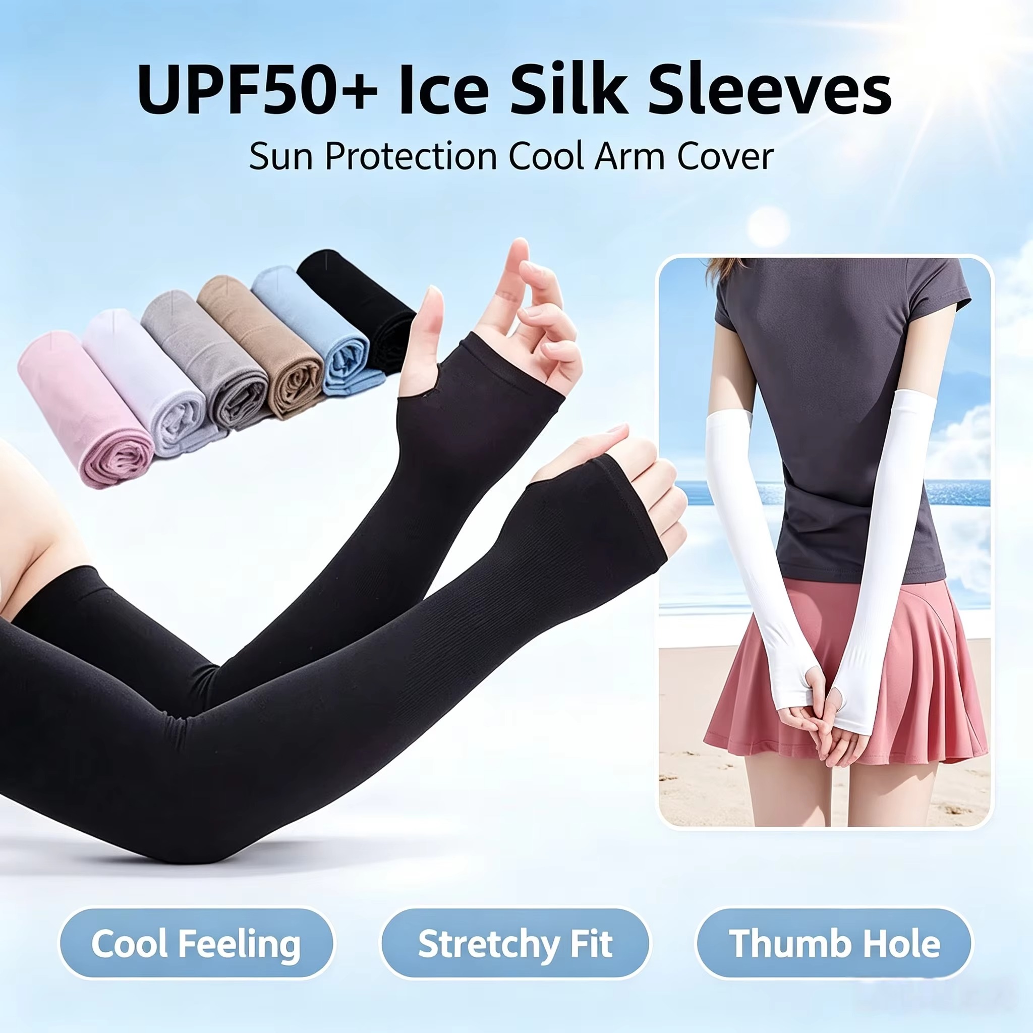 Running Gear On - Radfahren UV-Sonnenschutz Armstulpen Fingerlose Handwärmer Laufen
